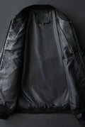 Leather Bomber Jacket in Black — detail