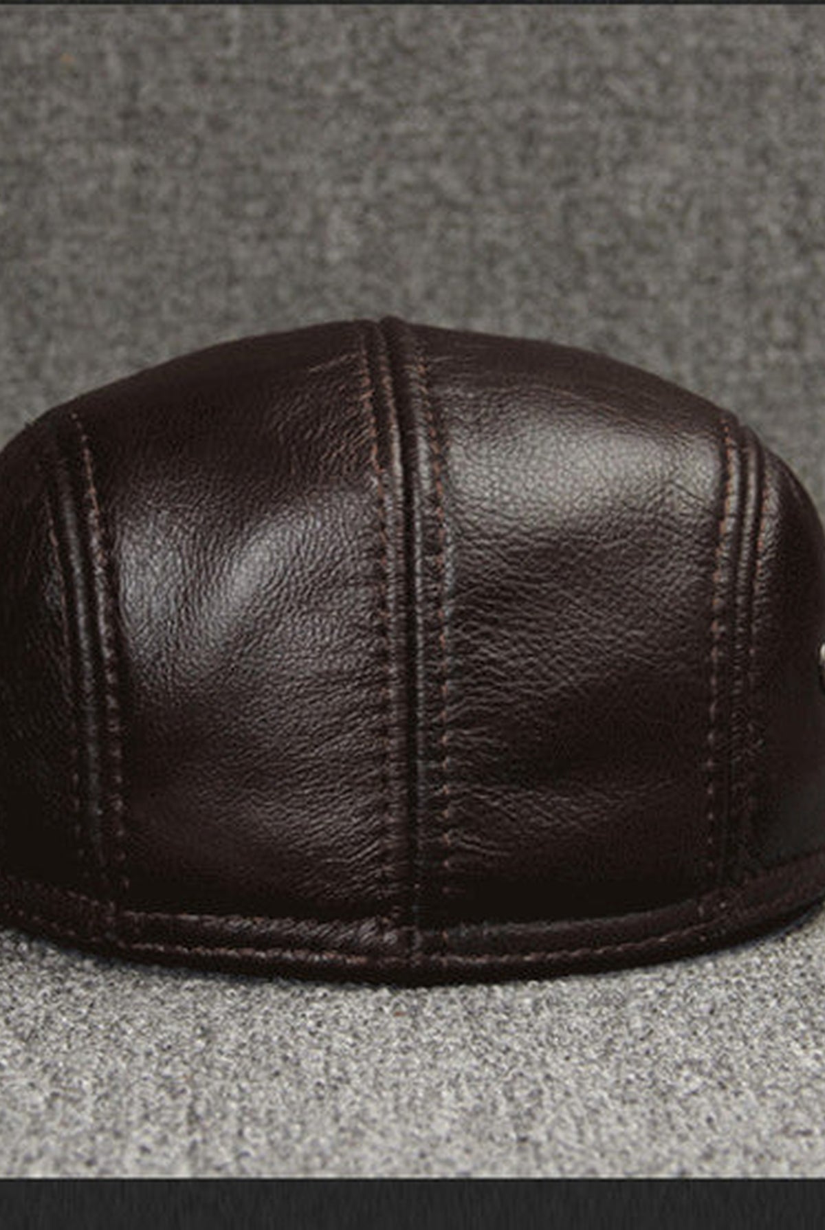 Leather Flat Cap in Black — back