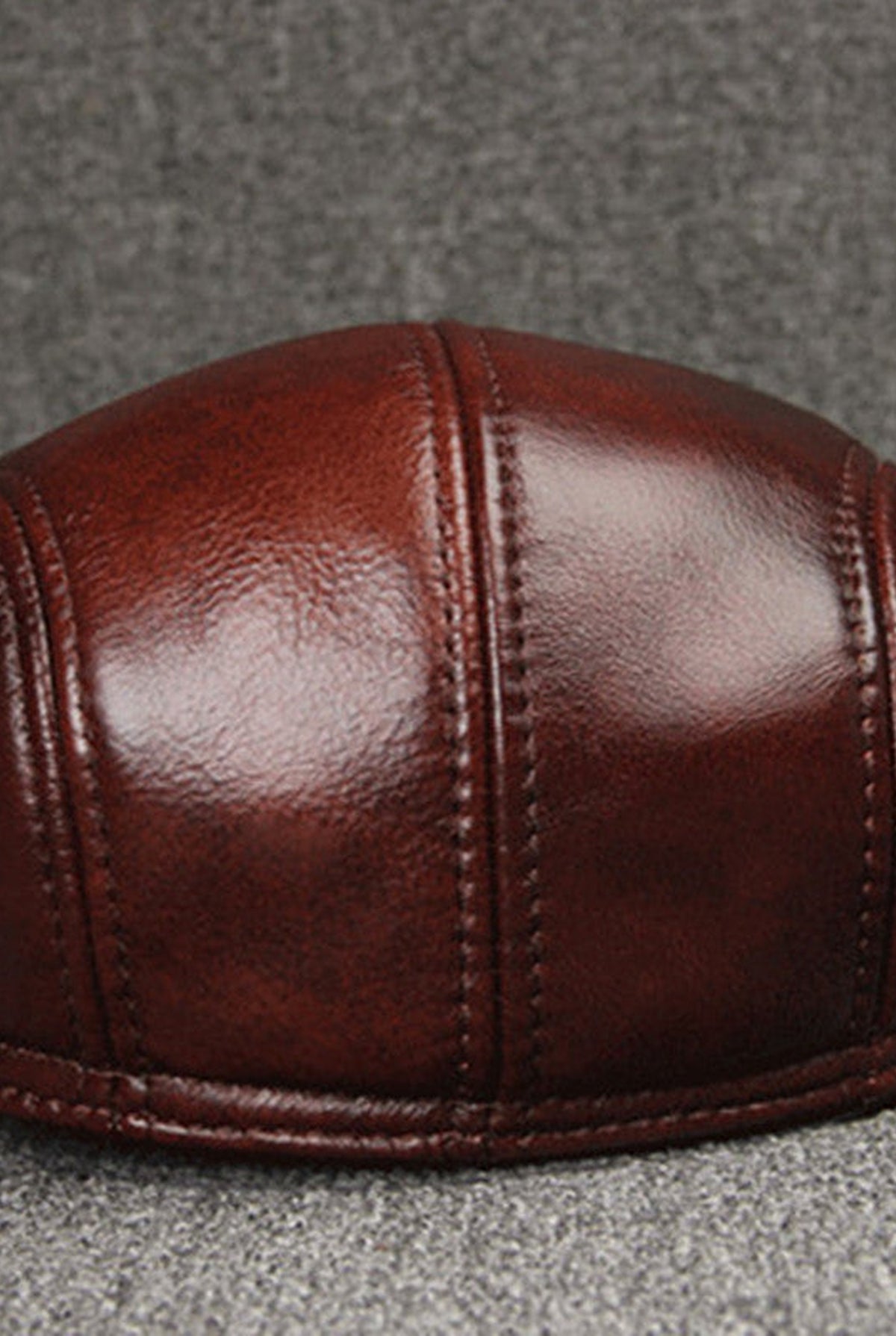 Leather Flat Cap in Black — side