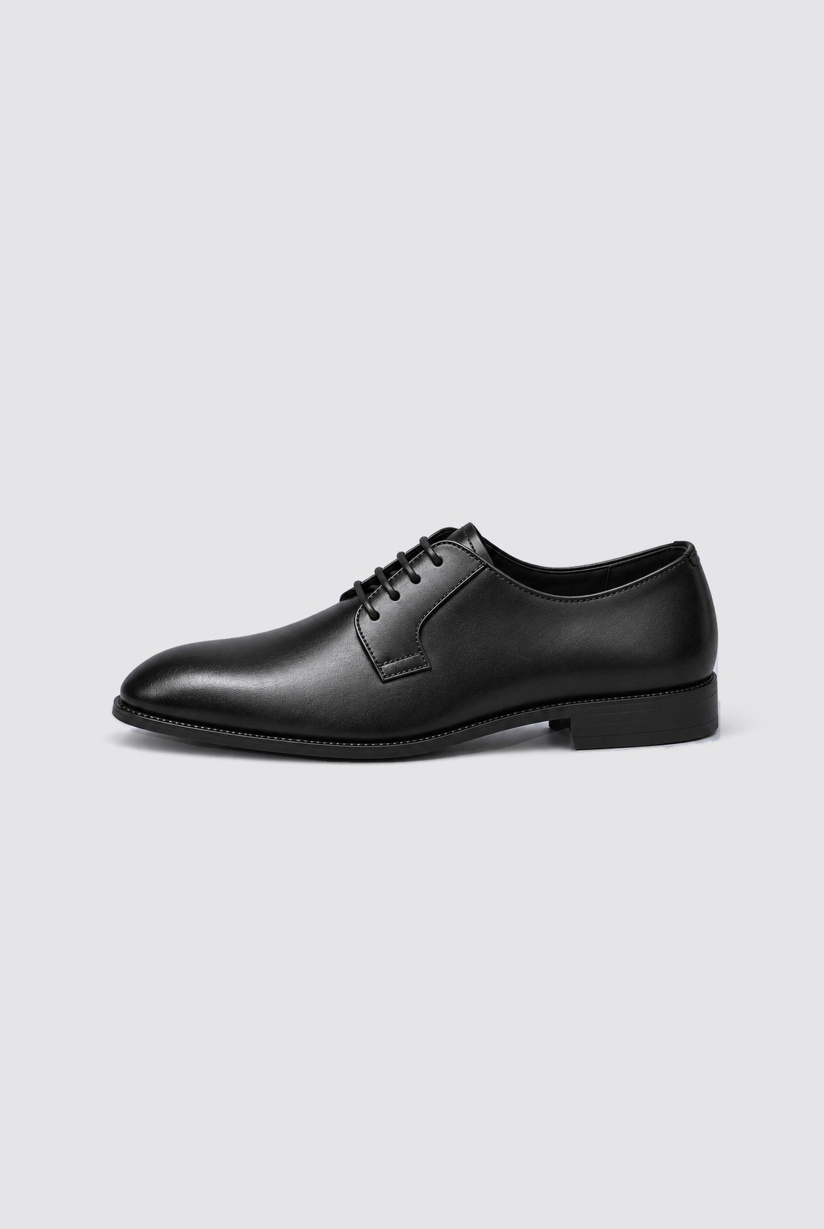 Leather-Look Derby Dress Shoes in Black — side