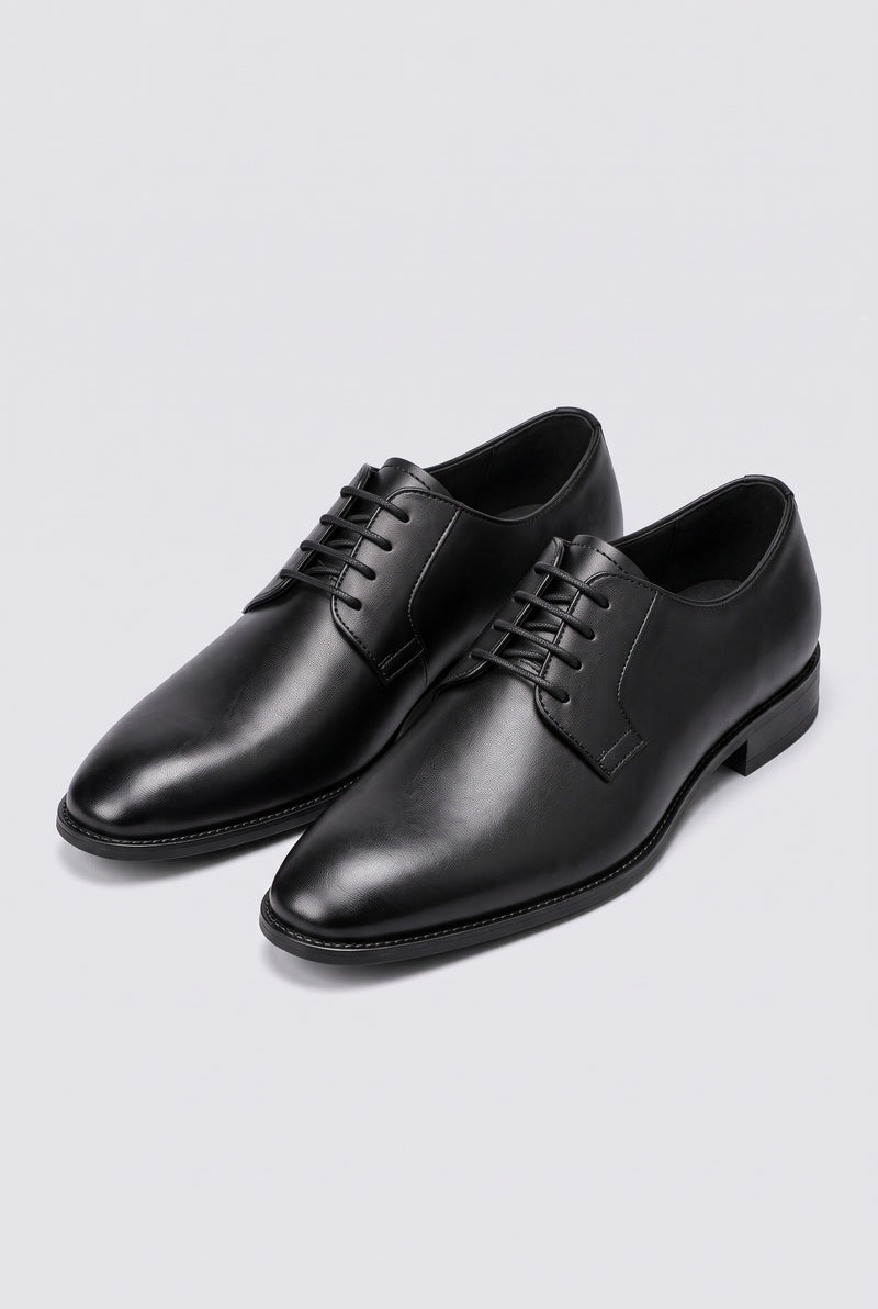 Leather-Look Derby Dress Shoes in Black — Stilenza main image