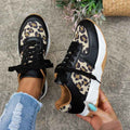 Leopard Print Panel Chunky Sole Sneakers - Photo 3