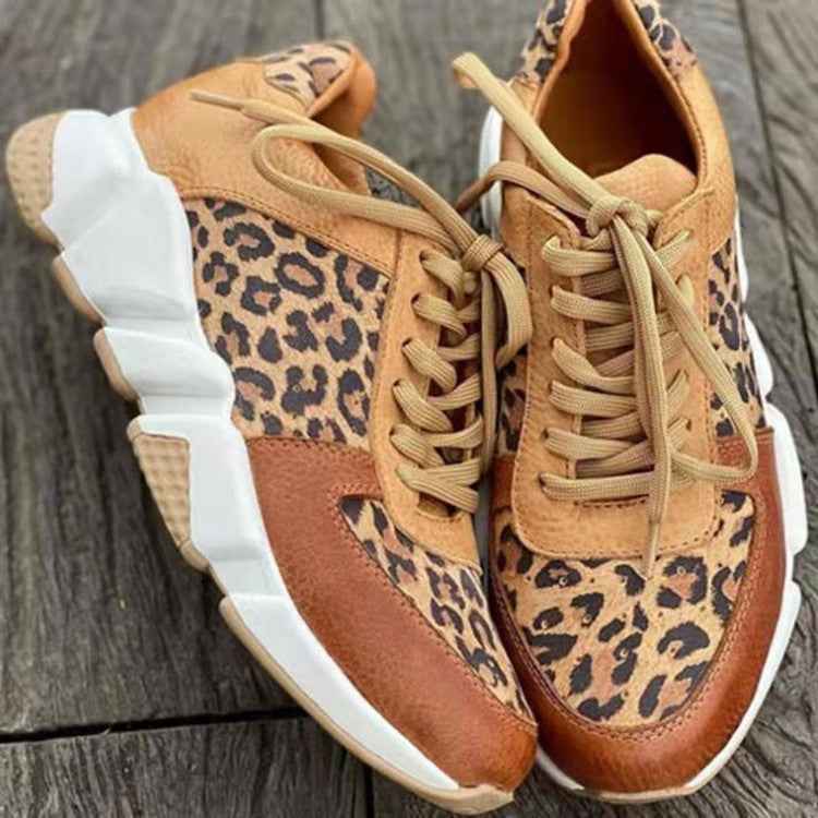 Leopard Print Panel Chunky Sole Sneakers - Photo 6