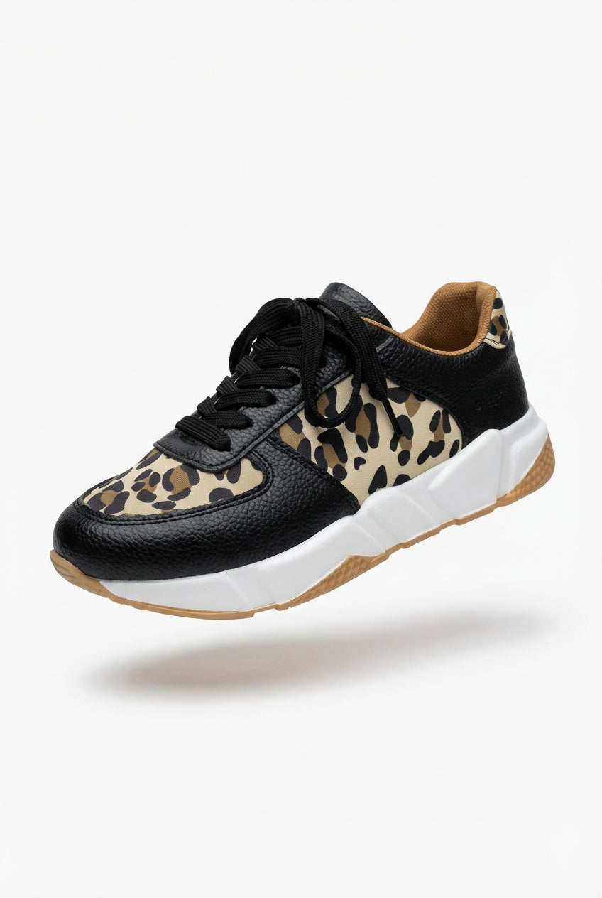 Leopard Print Panel Chunky Sole Sneakers - Photo 8