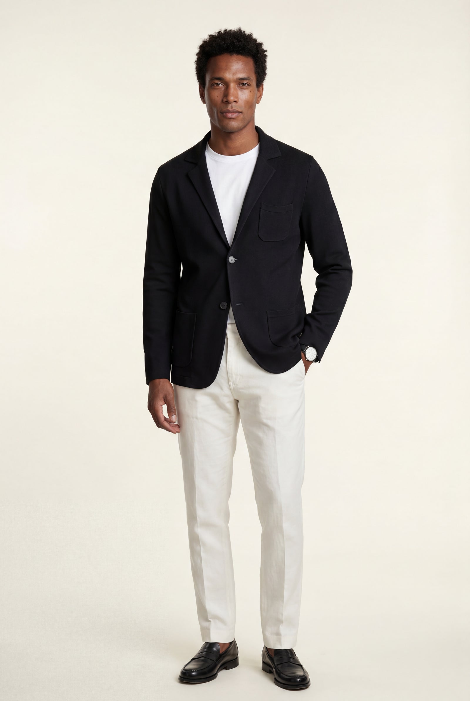 Black Lightweight Unstructured Slim Fit Casual Blazer - Photo 6