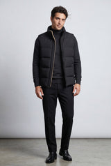 Black Lined Quilted Puffer Vest with Stand Collar - Photo 1