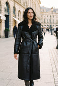 Long Coat Teddy Collar in Black — lifestyle