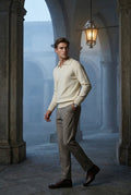 White Long Sleeve Buttonless Polo Shirt with Modern Tailored Fit - Long sleeve polo shirts - Photo 4