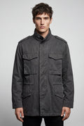 Black Matte Utility Pocket Field Jacket with Epaulettes - Casual jackets - Photo 3