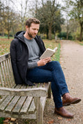 Men's Coat Mid-Length Quilted in Black — lifestyle shot 2