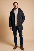 Men's Coat Mid-Length Quilted in Black — primary shot