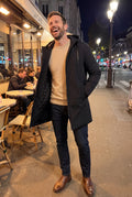 Men's Coat Mid-Length Quilted in Black — ugc shot