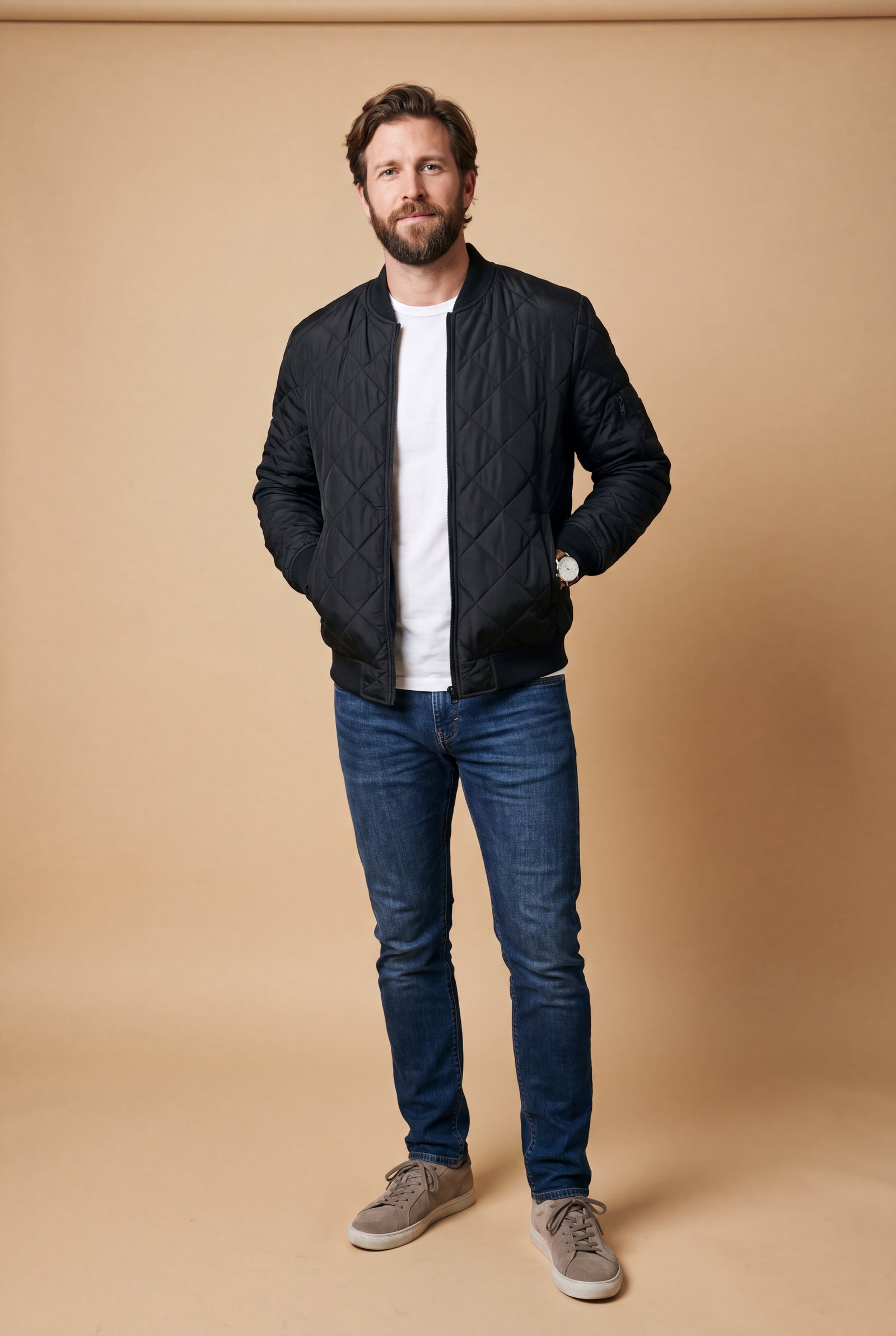 Men's Jacket Diamond Pattern in Black — studio