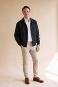 Men's Jacket Pointed Collar Relaxed Fit in Black — primary studio