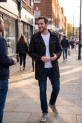 Men's Jacket Streamlined Fit in Black — lifestyle candid