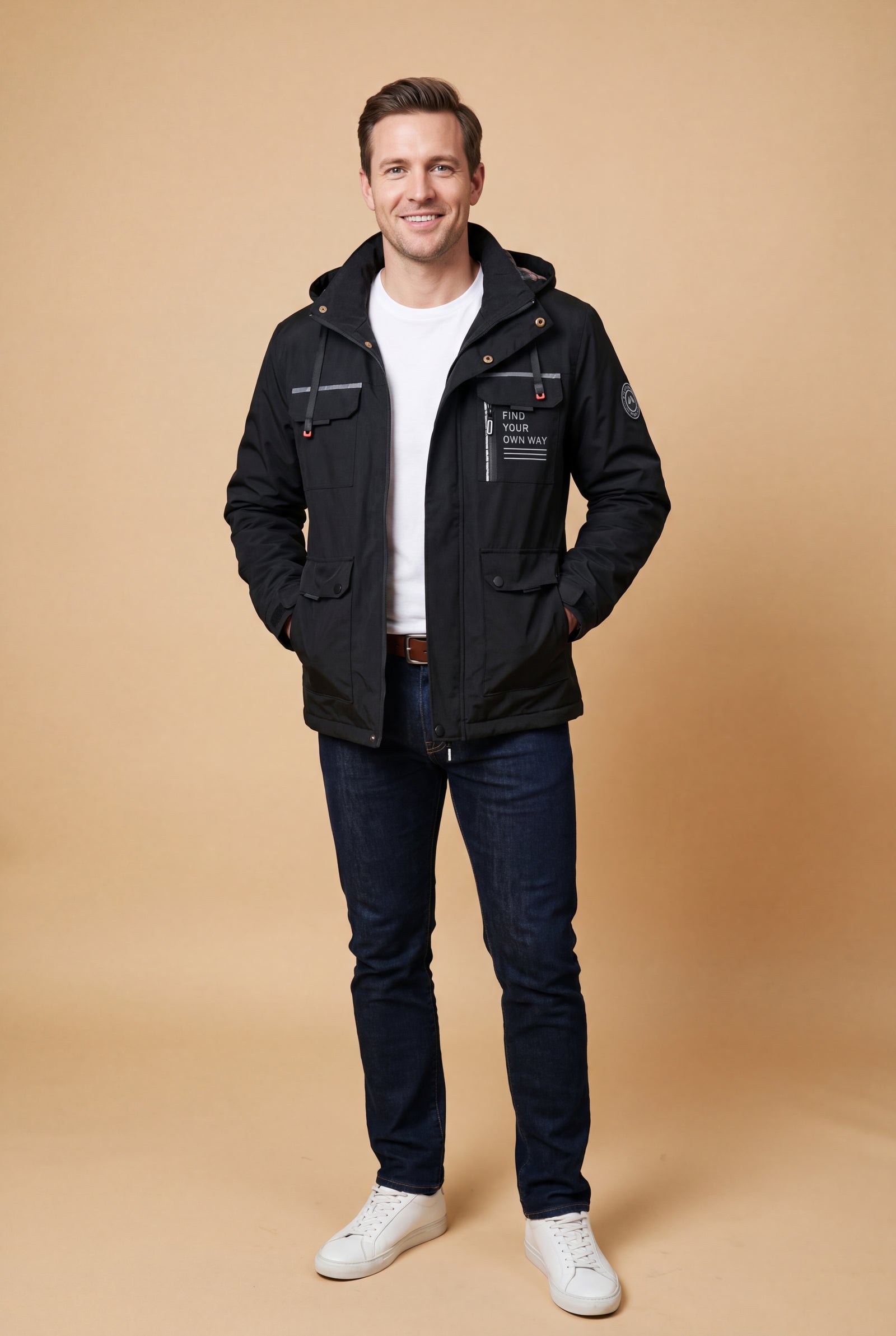 Men's Jacket Waterproof Regular Fit in Black — primary studio