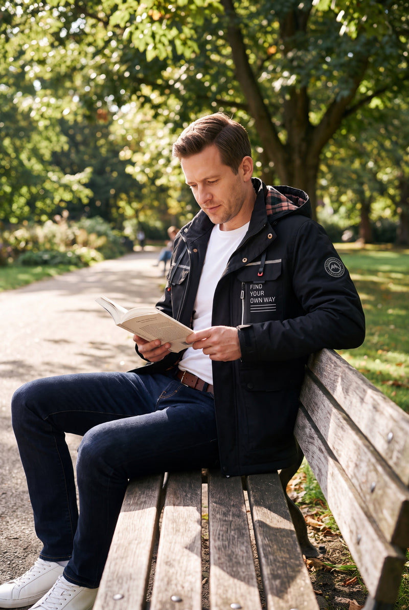 Men's Jacket Waterproof Regular Fit in Black — secondary lifestyle
