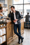 Men's Leather Jacket Classic Fit Black in Black — lifestyle cafe