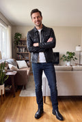 Men's Leather Jacket Classic Fit Black in Black — ugc home
