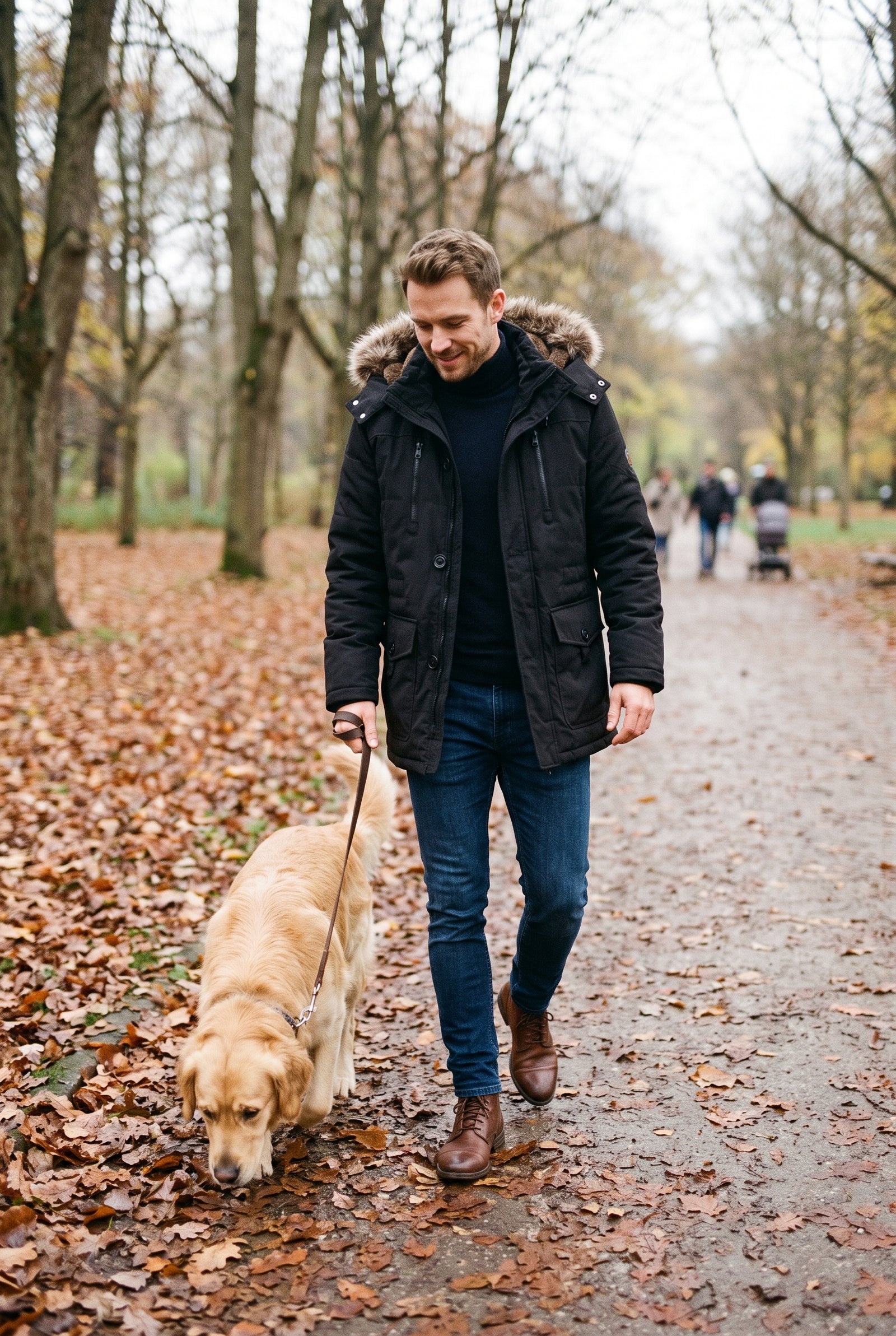 Men's Parka Hooded Winter in Black — lifestyle 01