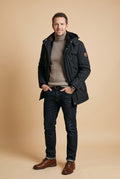 Men's Parka Thick Hooded in Black — studio full