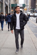 Men's Puffer Jacket Hooded Insulated in Black — puffer jacket lifestyle