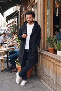 Men's Trench Coat Hooded Long in Black — lifestyle cafe