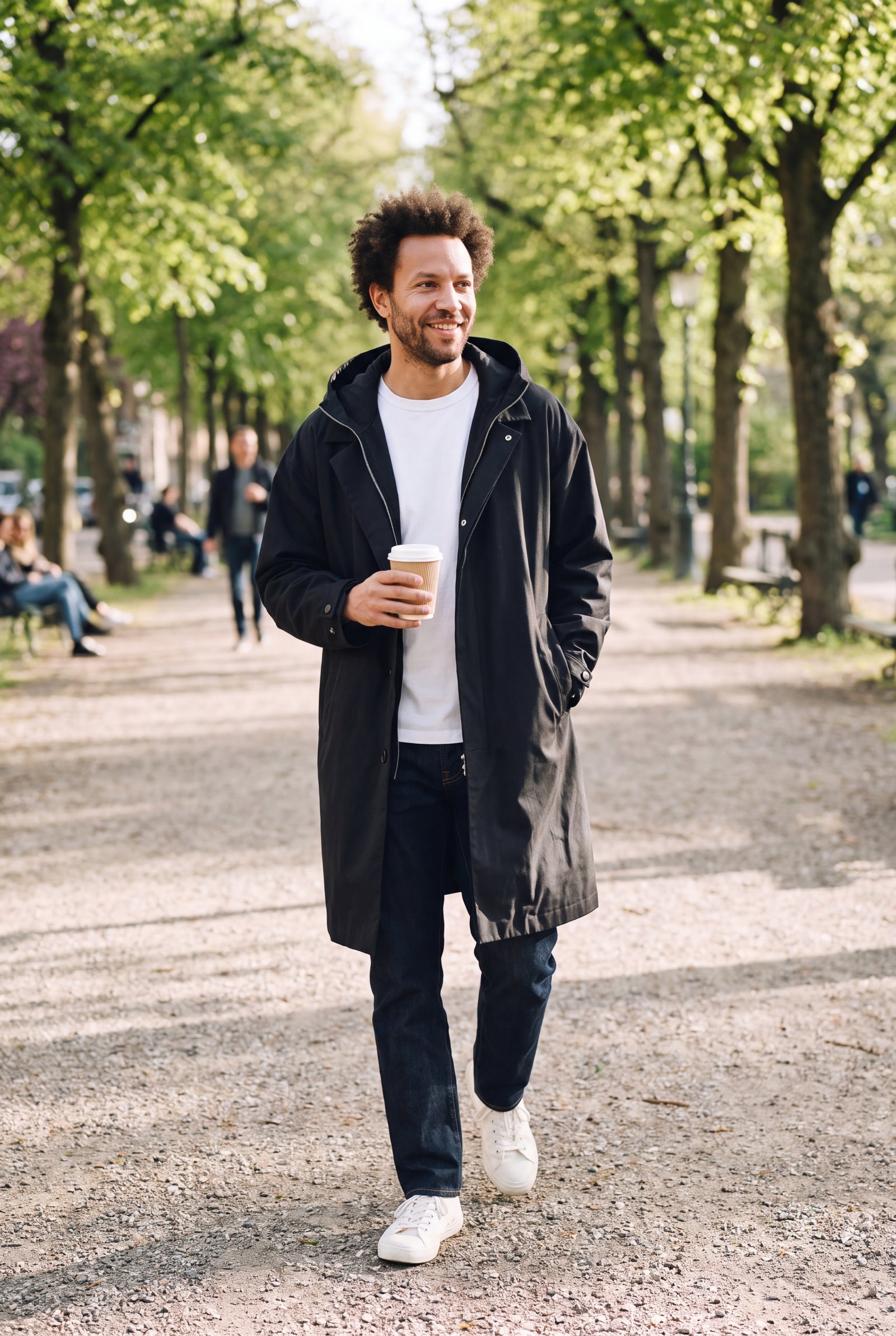 Men's Trench Coat Hooded Long in Black — lifestyle park