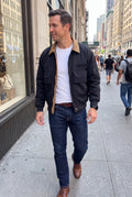 Men's Trucker Jacket Windproof Waterproof in Black — lifestyle shot