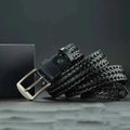 Black Men's Braided Textured Pin Buckle Casual Belt - Casual belts - Photo 4