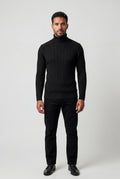 Black Men's Cable Turtleneck Slim Fit Sweater - Turtleneck sweater - Photo 2