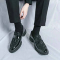 Men's Checked Patent Tassel Loafers with Chunky Lug Sole - Photo 2