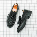 Men's Checked Patent Tassel Loafers with Chunky Lug Sole - Photo 7