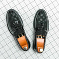 Men's Checked Patent Tassel Loafers with Chunky Lug Sole - Photo 8