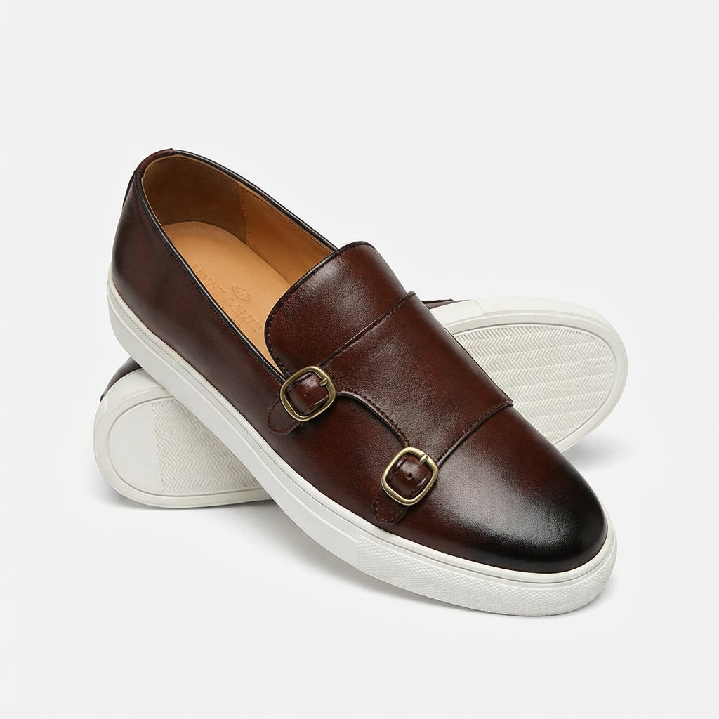 Men's Double Buckle Platform Loafers with Chunky Sole - Photo 7