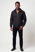 Black Men's Faux Collar Classic Bomber Jacket - Casual jacket - Photo 2