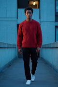 Red Men's Geometric Cable- Textured Pullover Sweater - Photo 36