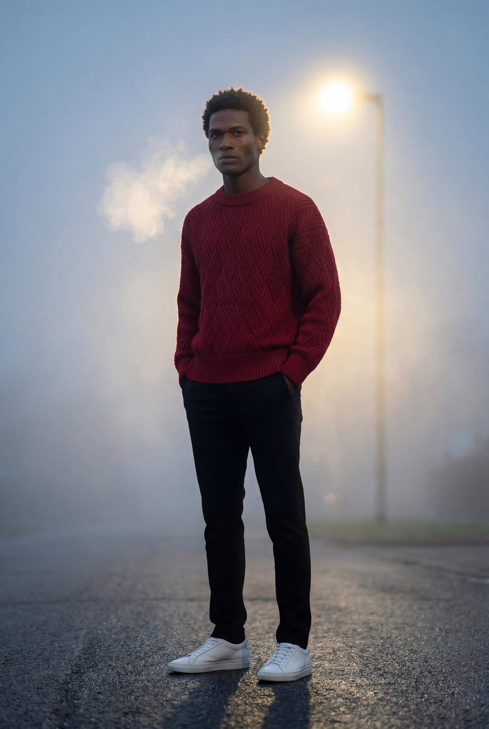 Red Men's Geometric Cable- Textured Pullover Sweater - Photo 38