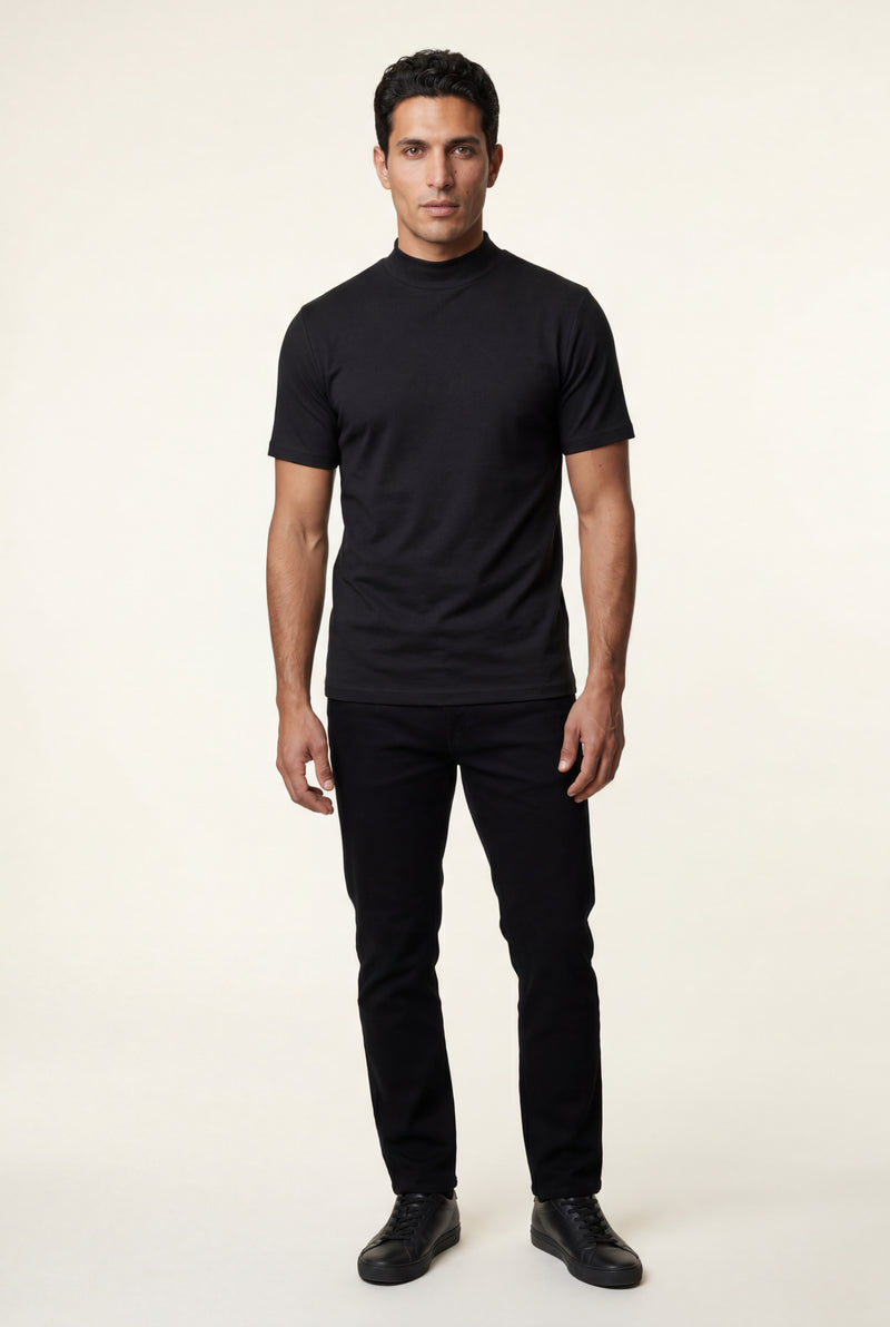 Black Men's Regular Fit Crew Neck Short Sleeve T-Shirt - Crew neck t-shirts - Photo 1