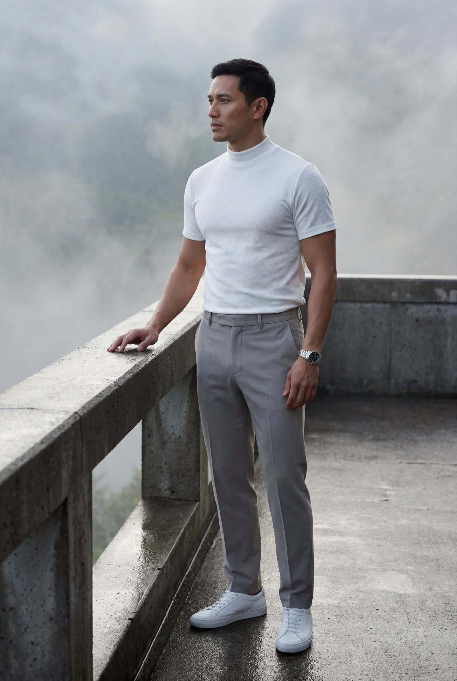 White Men's Regular Fit Crew Neck Short Sleeve T-Shirt - Crew neck t-shirts - Photo 7