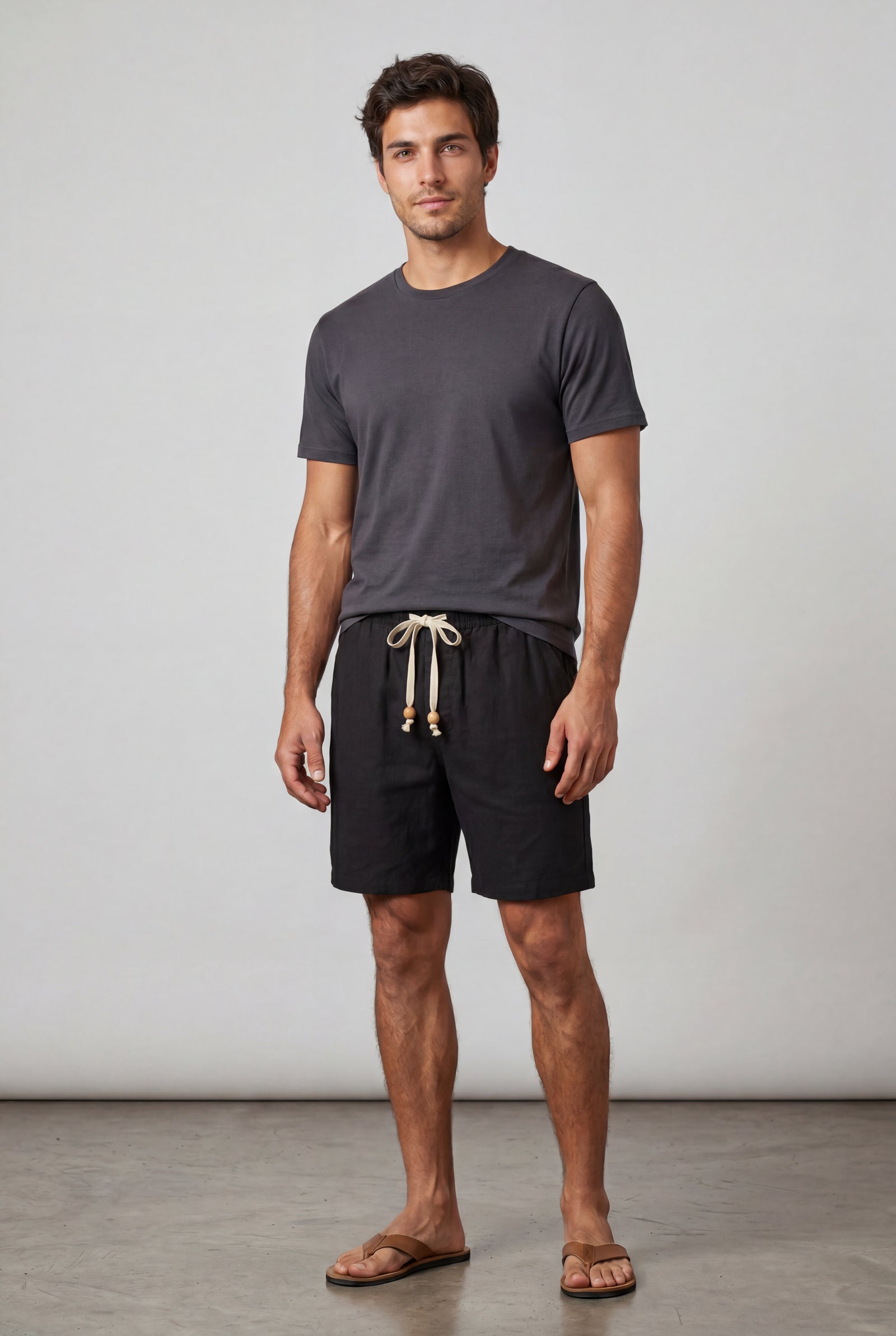 Black Men's Relaxed-Fit Drawstring Waist Casual Shorts - Photo 1