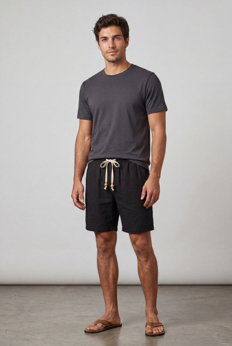 Black Men's Relaxed-Fit Drawstring Waist Casual Shorts - Photo 1