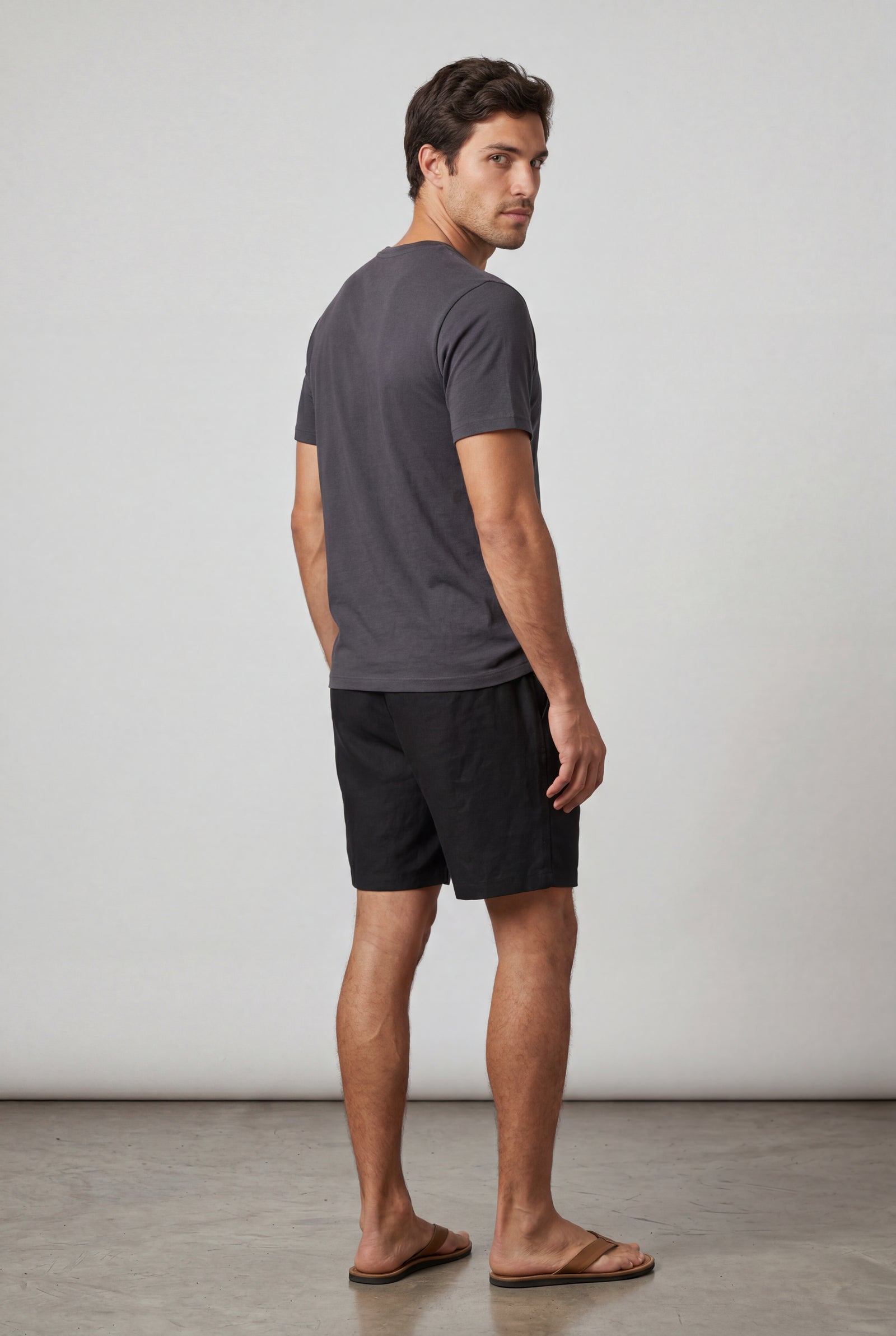 Black Men's Relaxed-Fit Drawstring Waist Casual Shorts - Photo 2