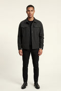 Black Men's Structured Snap Front Classic Trucker Jacket - Casual jackets - Photo 2