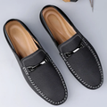 Metal Bit Detail Driving Loafers with Contrast Stitching - Photo 3