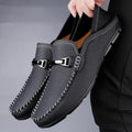 Metal Bit Detail Driving Loafers with Contrast Stitching - Photo 5