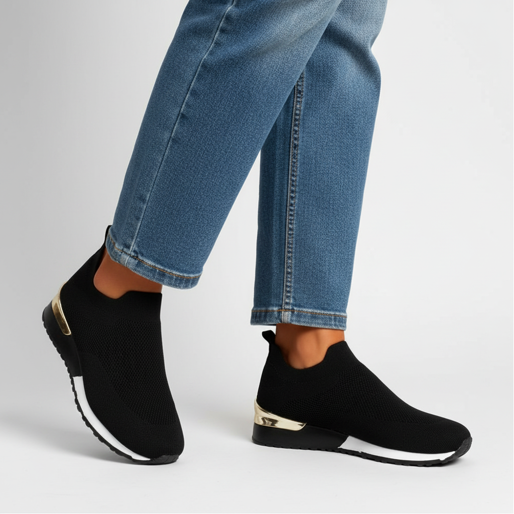 Black Metallic Heel Slip-on Wedge Sneakers - Slip on sneakers - Photo 5