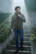 Olive Modern Fit Plush Hoodie with Kangaroo Pocket - Modern fit hoodie - Photo 7