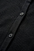Black Oversized Ribbed Button-front Cardigan Sweater - Oversized cardigans - Photo 3