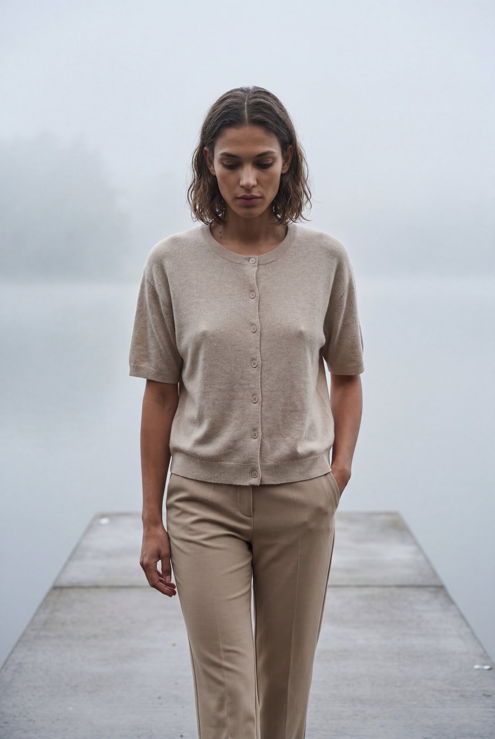 Beige Oversized Ribbed Button-front Cardigan Sweater - Oversized cardigans - Photo 8